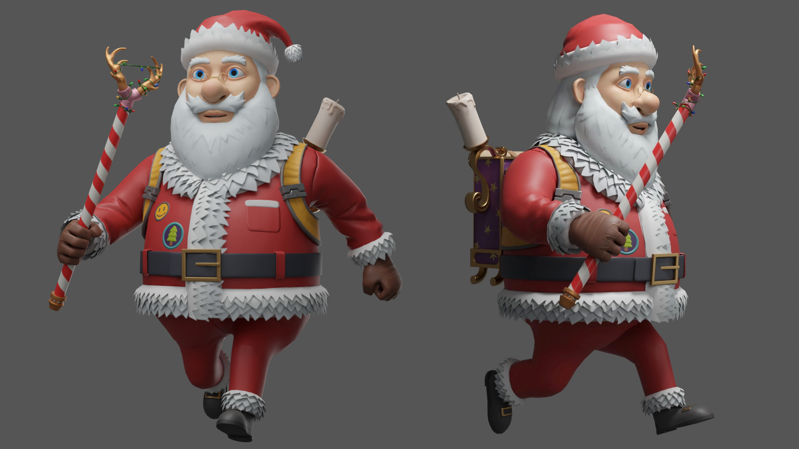 Santa running Pose